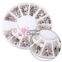 Carusel 3D pentru unghii C078 cu strasuri din Cristale Argintii 400 buc 1,5-5mm